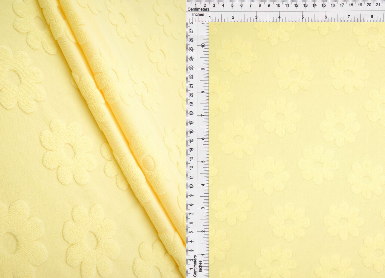 1 Yard Floral Daisy Towel Jacquard Fabric Stretch Polyester Spandex 58/60 Inches Width